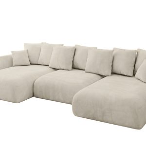 Narożnik z funkcją spania i pojemnikiem ONESK-U 317x177x72 cm Beżowy 804020 Narożnik z funkcją spania i pojemnikiem ONESK-U 317x177x72 cm Beżowy 804020