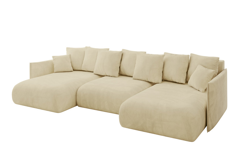 Narożnik z funkcją spania i pojemnikiem ONESK-U 317x177x72 cm Beżowy 707826