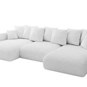 Narożnik z funkcją spania i pojemnikiem ONESK-U 317x177x72 cm Biały 707757 Narożnik z funkcją spania i pojemnikiem ONESK-U 317x177x72 cm Biały 707757