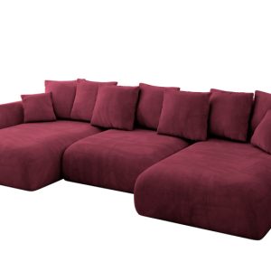 Narożnik z funkcją spania i pojemnikiem ONESK-U 317x177x72 cm Bordowy 707858 Narożnik z funkcją spania i pojemnikiem ONESK-U 317x177x72 cm Bordowy 707858