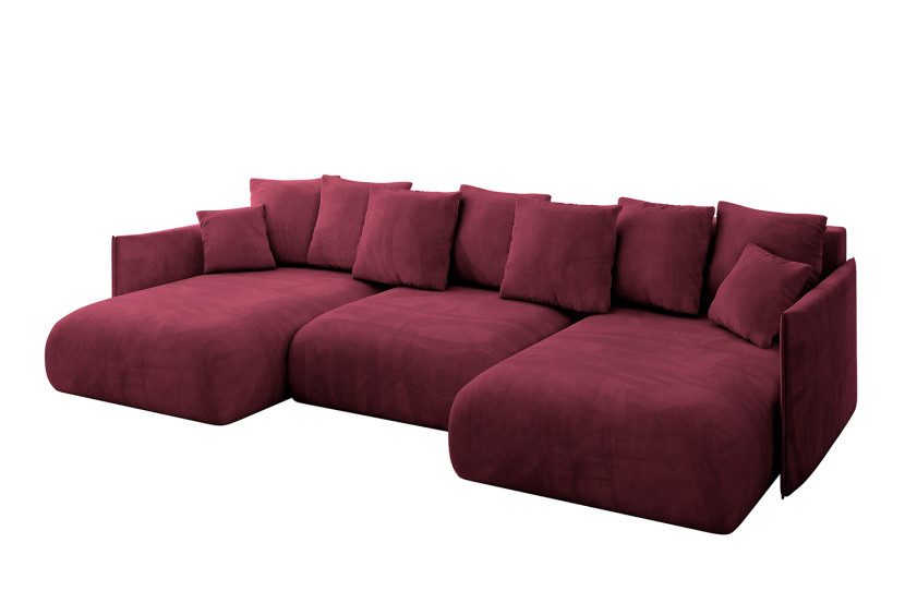 Narożnik z funkcją spania i pojemnikiem ONESK-U 317x177x72 cm Bordowy 707858