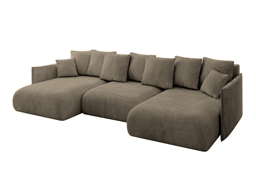 Narożnik z funkcją spania i pojemnikiem ONESK-U 317x177x72 cm Brąz 803991
