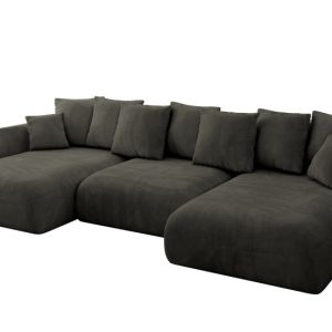 Narożnik z funkcją spania i pojemnikiem ONESK-U 317x177x72 cm Czarny 707781 Narożnik z funkcją spania i pojemnikiem ONESK-U 317x177x72 cm Czarny 707781