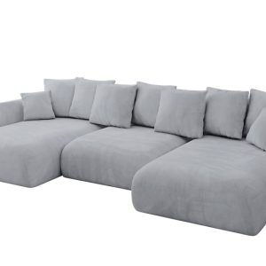 Narożnik z funkcją spania i pojemnikiem ONESK-U 317x177x72 cm Jasny szary 707823 Narożnik z funkcją spania i pojemnikiem ONESK-U 317x177x72 cm Jasny szary 707823