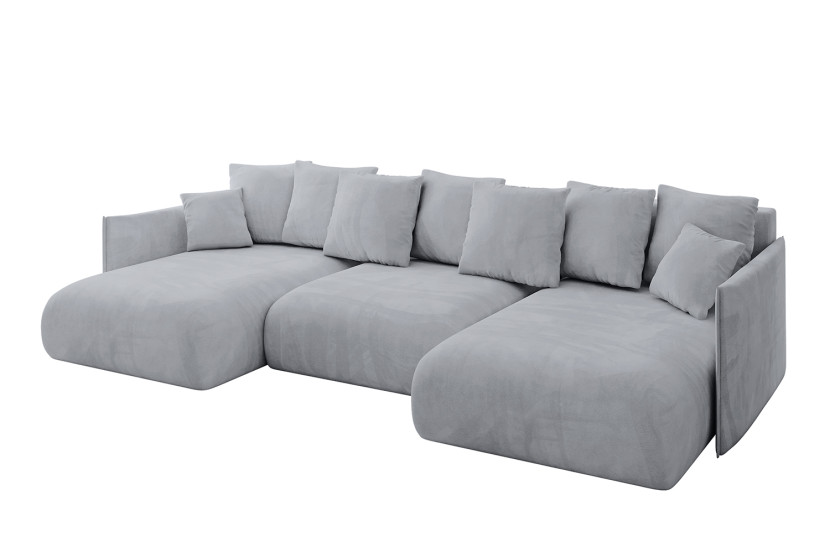 Narożnik z funkcją spania i pojemnikiem ONESK-U 317x177x72 cm Jasny szary 707823
