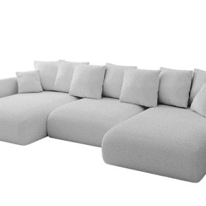 Narożnik z funkcją spania i pojemnikiem ONESK-U 317x177x72 cm Jasny szary 707768 Narożnik z funkcją spania i pojemnikiem ONESK-U 317x177x72 cm Jasny szary 707768
