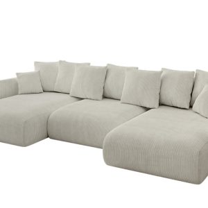 Narożnik z funkcją spania i pojemnikiem ONESK-U 317x177x72 cm Kremowy 707993 Narożnik z funkcją spania i pojemnikiem ONESK-U 317x177x72 cm Kremowy 707993