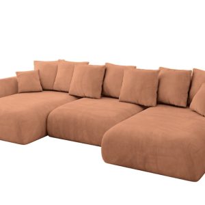 Narożnik z funkcją spania i pojemnikiem ONESK-U 317x177x72 cm Morelowy 803969 Narożnik z funkcją spania i pojemnikiem ONESK-U 317x177x72 cm Morelowy 803969