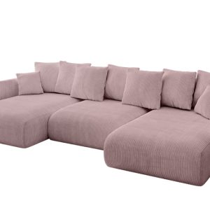 Narożnik z funkcją spania i pojemnikiem ONESK-U 317x177x72 cm Różowy 707799 Narożnik z funkcją spania i pojemnikiem ONESK-U 317x177x72 cm Różowy 707799