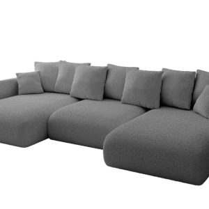 Narożnik z funkcją spania i pojemnikiem ONESK-U 317x177x72 cm Szary 707843 Narożnik z funkcją spania i pojemnikiem ONESK-U 317x177x72 cm Szary 707843