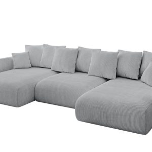 Narożnik z funkcją spania i pojemnikiem ONESK-U 317x177x72 cm Szary 707842 Narożnik z funkcją spania i pojemnikiem ONESK-U 317x177x72 cm Szary 707842