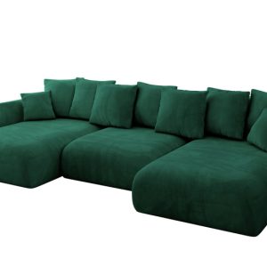 Narożnik z funkcją spania i pojemnikiem ONESK-U 317x177x72 cm Zielony 707862 Narożnik z funkcją spania i pojemnikiem ONESK-U 317x177x72 cm Zielony 707862