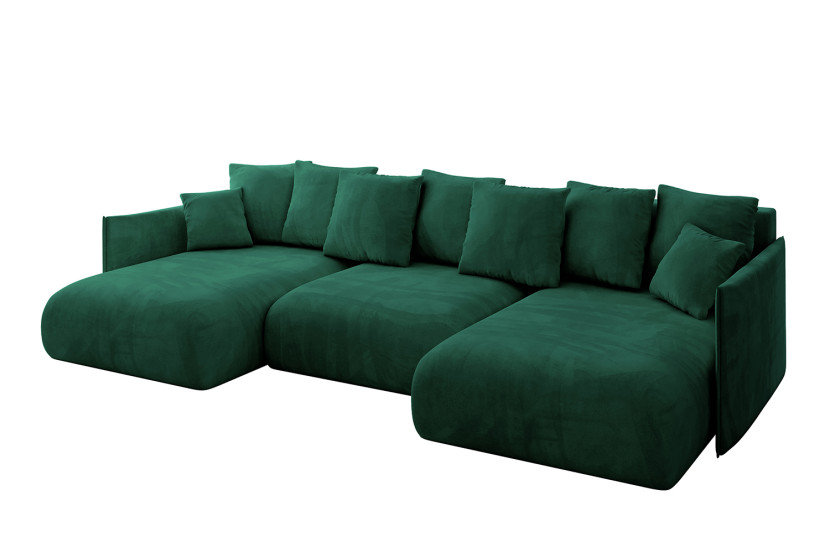 Narożnik z funkcją spania i pojemnikiem ONESK-U 317x177x72 cm Zielony 707862