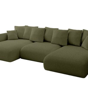 Narożnik z funkcją spania i pojemnikiem ONESK-U 317x177x72 cm Zielony 707903 Narożnik z funkcją spania i pojemnikiem ONESK-U 317x177x72 cm Zielony 707903