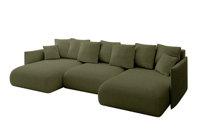Narożnik z funkcją spania i pojemnikiem ONESK-U 317x177x72 cm Zielony 707903