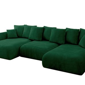 Narożnik z funkcją spania i pojemnikiem ONESK-U 317x177x72 cm Zielony 804002 Narożnik z funkcją spania i pojemnikiem ONESK-U 317x177x72 cm Zielony 804002