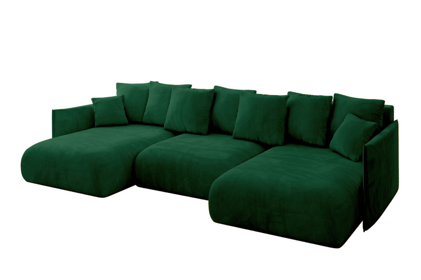 Narożnik z funkcją spania i pojemnikiem ONESK-U 317x177x72 cm Zielony 804002