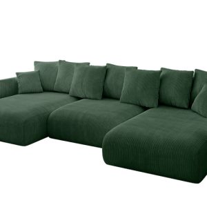Narożnik z funkcją spania i pojemnikiem ONESK-U 317x177x72 cm Zielony 707791 Narożnik z funkcją spania i pojemnikiem ONESK-U 317x177x72 cm Zielony 707791