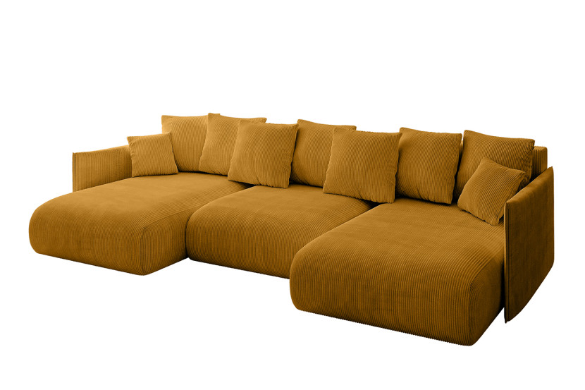 Narożnik z funkcją spania i pojemnikiem ONESK-U 317x177x72 cm Żółty 707891