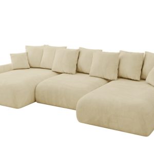 Narożnik z funkcją spania i pojemnikiem ONESK-U-v1 317x177x72 cm Beżowy 707904 Narożnik z funkcją spania i pojemnikiem ONESK-U-v1 317x177x72 cm Beżowy 707904