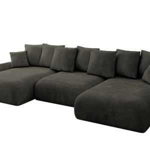 Narożnik z funkcją spania i pojemnikiem ONESK-U-v1 317x177x72 cm Czarny 707848 Narożnik z funkcją spania i pojemnikiem ONESK-U-v1 317x177x72 cm Czarny 707848
