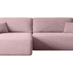 Narożnik z funkcją spania i pojemnikiem ORRO-L – 272x145x83cm Różowy 487651 Narożnik z funkcją spania i pojemnikiem ORRO-L – 272x145x83cm Różowy 487651