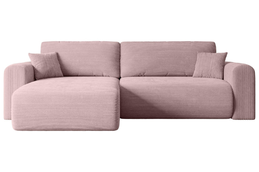 Narożnik z funkcją spania i pojemnikiem ORRO-L - 272x145x83cm Różowy 487651