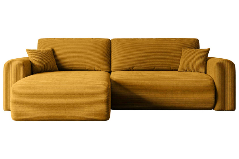 Narożnik z funkcją spania i pojemnikiem ORRO-L - 272x145x83cm Żółty 487666