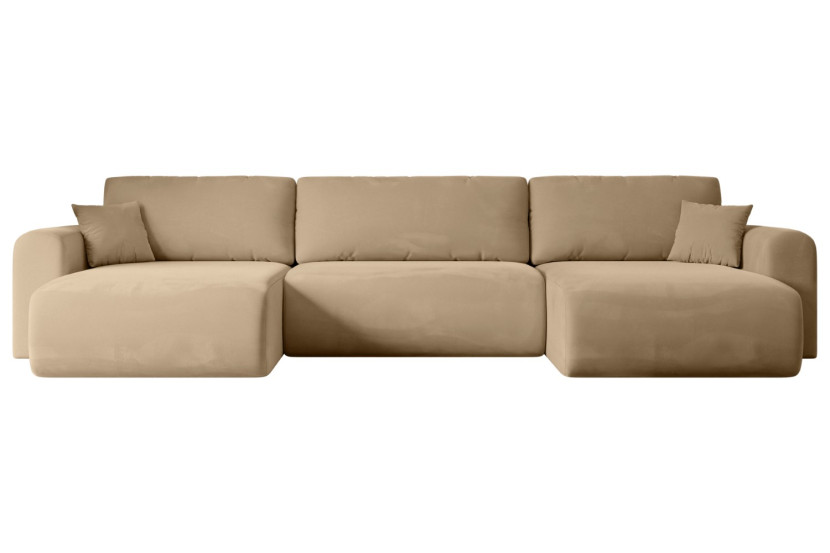 Narożnik z funkcją spania i pojemnikiem ORRO-U - 362x145x83cm Beżowy 487691