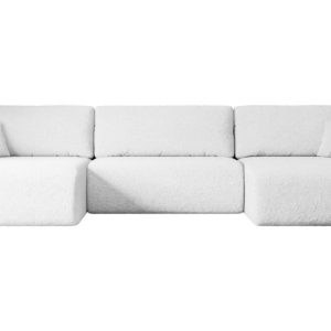 Narożnik z funkcją spania i pojemnikiem ORRO-U – 362x145x83cm Biały 487582 Narożnik z funkcją spania i pojemnikiem ORRO-U – 362x145x83cm Biały 487582
