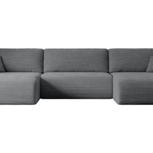Narożnik z funkcją spania i pojemnikiem ORRO-U – 362x145x83cm Ciemny szary 488783 Narożnik z funkcją spania i pojemnikiem ORRO-U – 362x145x83cm Ciemny szary 488783