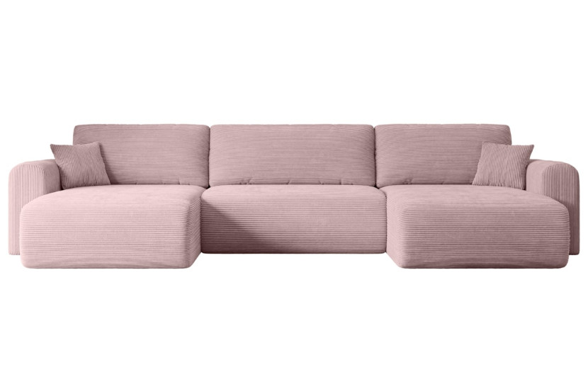 Narożnik z funkcją spania i pojemnikiem ORRO-U - 362x145x83cm Różowy 488770