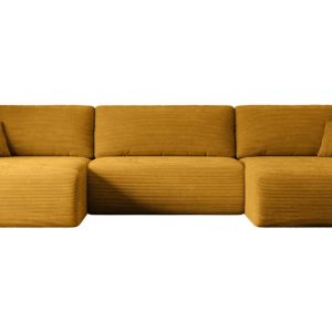 Narożnik z funkcją spania i pojemnikiem ORRO-U – 362x145x83cm Żółty 488761 Narożnik z funkcją spania i pojemnikiem ORRO-U – 362x145x83cm Żółty 488761
