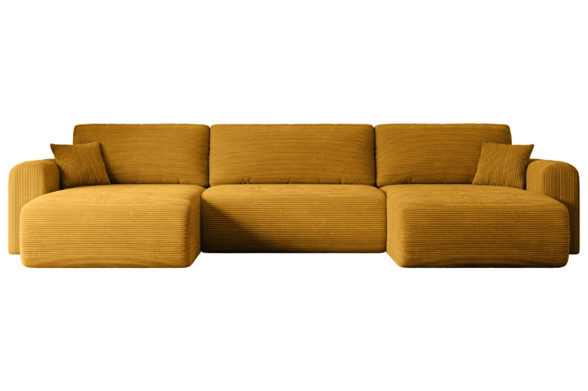 Narożnik z funkcją spania i pojemnikiem ORRO-U - 362x145x83cm Żółty 488761