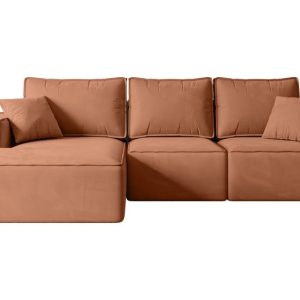Narożnik z funkcją spania i pojemnikiem SERRA-L-S 266x161x87 cm Morelowy 668772 Narożnik z funkcją spania i pojemnikiem SERRA-L-S 266x161x87 cm Morelowy 668772