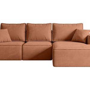 Narożnik z funkcją spania i pojemnikiem SERRA-L-S 266x161x87 cm Morelowy 668753 Narożnik z funkcją spania i pojemnikiem SERRA-L-S 266x161x87 cm Morelowy 668753