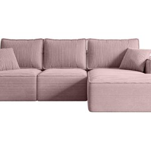 Narożnik z funkcją spania i pojemnikiem SERRA-L-S 266x161x87 cm Różowy 668551 Narożnik z funkcją spania i pojemnikiem SERRA-L-S 266x161x87 cm Różowy 668551