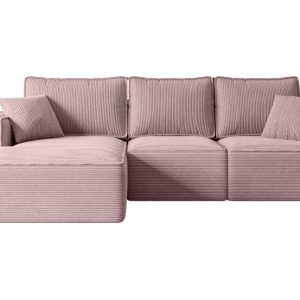 Narożnik z funkcją spania i pojemnikiem SERRA-L-S 266x161x87 cm Różowy 668547 Narożnik z funkcją spania i pojemnikiem SERRA-L-S 266x161x87 cm Różowy 668547