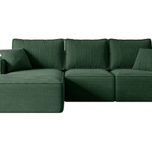 Narożnik z funkcją spania i pojemnikiem SERRA-L-S 266x161x87 cm Zielony 668544 Narożnik z funkcją spania i pojemnikiem SERRA-L-S 266x161x87 cm Zielony 668544