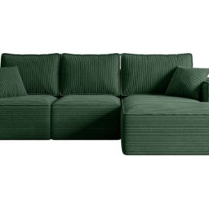 Narożnik z funkcją spania i pojemnikiem SERRA-L-S 266x161x87 cm Zielony 668565 Narożnik z funkcją spania i pojemnikiem SERRA-L-S 266x161x87 cm Zielony 668565