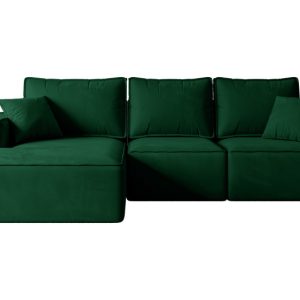 Narożnik z funkcją spania i pojemnikiem SERRA-L-S 266x161x87 cm Zielony 668776 Narożnik z funkcją spania i pojemnikiem SERRA-L-S 266x161x87 cm Zielony 668776