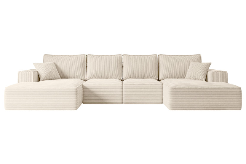 Narożnik z funkcją spania i pojemnikiem SIERRA-U-S 349x161x87 cm Beżowy 668759