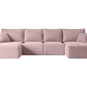 Narożnik z funkcją spania i pojemnikiem SIERRA-U-S 349x161x87 cm Różowy 668770 Narożnik z funkcją spania i pojemnikiem SIERRA-U-S 349x161x87 cm Różowy 668770