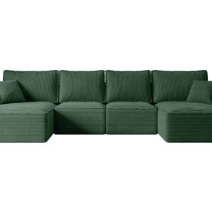 Narożnik z funkcją spania i pojemnikiem SIERRA-U-S 349x161x87 cm Zielony 668807 Narożnik z funkcją spania i pojemnikiem SIERRA-U-S 349x161x87 cm Zielony 668807