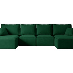 Narożnik z funkcją spania i pojemnikiem SIERRA-U-S 349x161x87 cm Zielony 668768 Narożnik z funkcją spania i pojemnikiem SIERRA-U-S 349x161x87 cm Zielony 668768