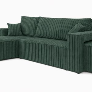 Narożnik z funkcją spania i pufą, sztruks Tilia, Zielony, Lewy, BEST L 1020642 Narożnik z funkcją spania i pufą, sztruks Tilia, Zielony, Lewy, BEST L 1020642