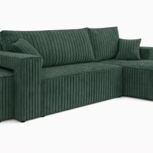 Narożnik z funkcją spania i pufą, sztruks Tilia, Zielony, Prawy, BEST L 1020520 Narożnik z funkcją spania i pufą, sztruks Tilia, Zielony, Prawy, BEST L 1020520