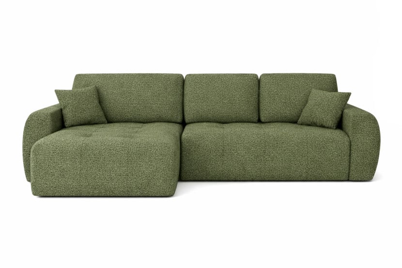 Narożnik z funkcją spania Ivo L, szenil Artico, Moss, Lewy 892588