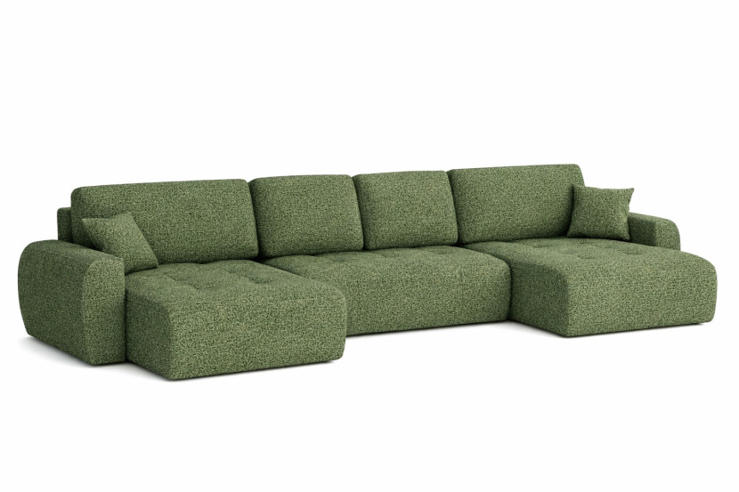 Narożnik z funkcją spania IVO U XL, tkanina szenilowa Artico, Moss 902696