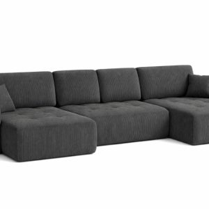 Narożnik z funkcją spania IVO U XL, tkanina sztruksowa Poso, Szary 902697 Narożnik z funkcją spania IVO U XL, tkanina sztruksowa Poso, Szary 902697